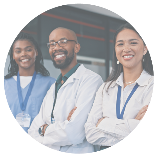 People in clinic working in medicare with pride and diversity.